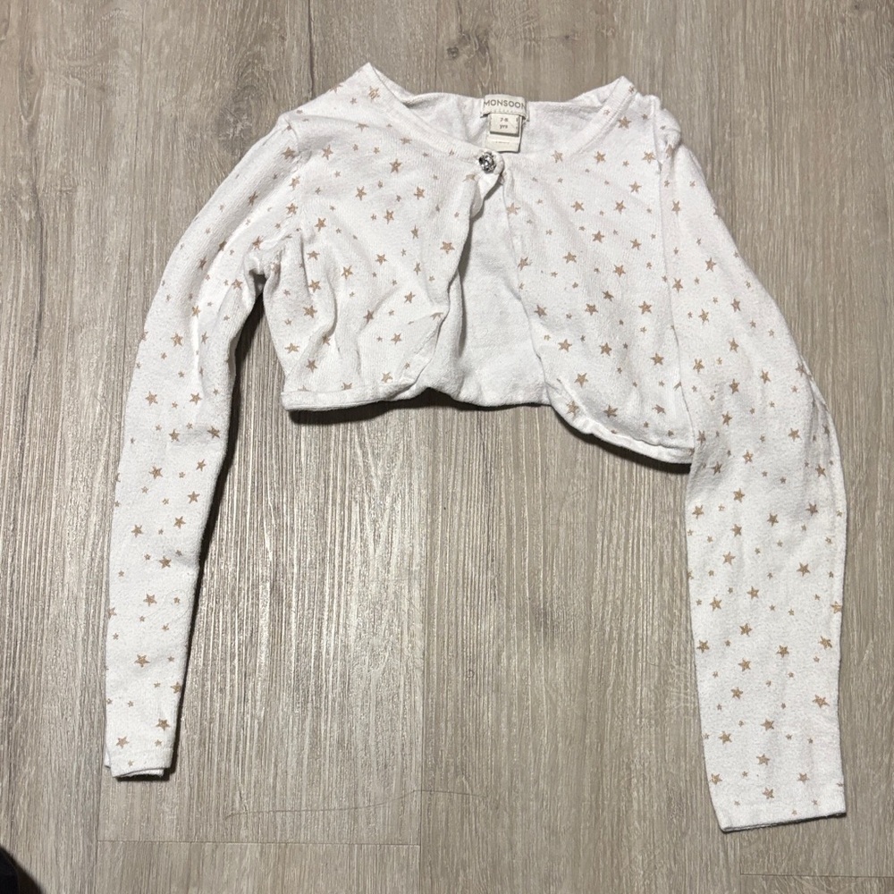 Monsoon White Cardigan with Gold Stars